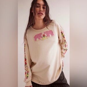 We The Free All My Heart Embroidered Long Sleeve Hearts, Flowers and Bears Tee 🔥